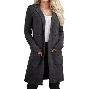 Women's Open Front Long Cardigan Sweaters Black